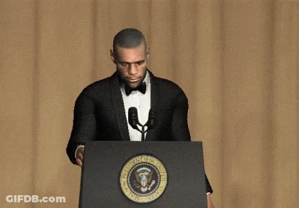 A Man Stands At A Podium With The Seal Of The President Of The United States GIF
