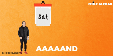A Man Stands In Front Of A Calendar With A Sad Face And A Piece Of Paper That Says Sun GIF