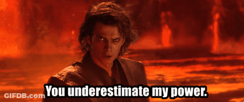 A Man Stands In Front Of A Fire With The Words You Underestimate My Power GIF