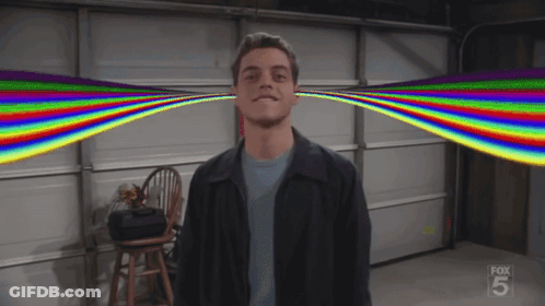 A Man Stands In Front Of A Garage Door With A Fox 5 Logo GIF