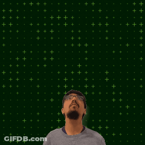 A Man Stands In Front Of A Green Background With The Number 15 GIF