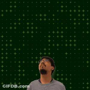 A Man Stands In Front Of A Green Background With The Number 9 + 14 GIF