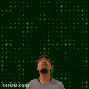 A Man Stands In Front Of A Green Background With The Number 9 And 4 GIF