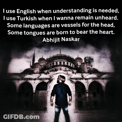 A Man Stands In Front Of A Large Building With A Quote From Abhijit Naskar GIF