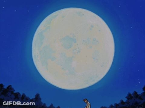 A Man Stands In Front Of A Large Full Moon GIF