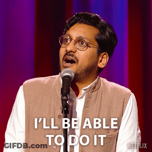 A Man Stands In Front Of A Microphone With The Words I 'Ll Be Able To Do It Behind Him GIF