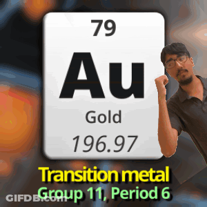 A Man Stands In Front Of A Periodic Table Of The Elements Gold GIF
