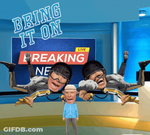 Man Standing In Front Of Breaking News Sign GIF