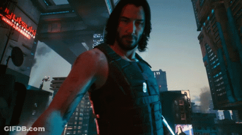 A Man Stands In Front Of A Sign That Says ' Samurai ' GIF