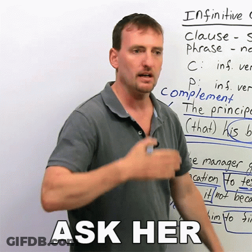 Man Standing In Front Of Ask Her Sign GIF