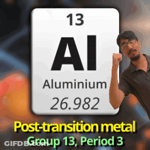 A Man Stands Next To A Sign That Says Aluminum GIF