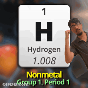 A Man Stands Next To A Sign That Says Hydrogen GIF