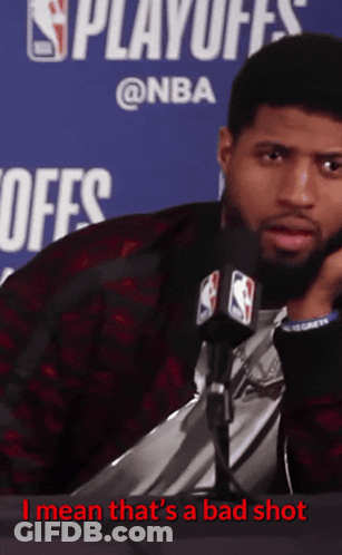 A Man Talking Into A Microphone With The Words I Mean That 'S A Bad Shot GIF
