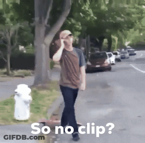 A Man Talking On A Cell Phone While Walking Down The Street With The Words So No Clip Below Him GIF