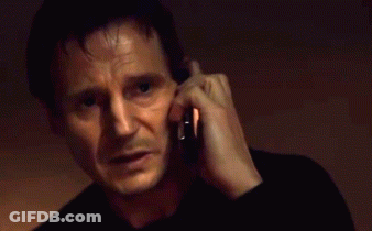 A Man Talking On A Cell Phone With The Words " And I Will Squeeze You " Written Below Him GIF