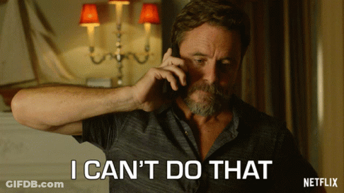 A Man Talking On A Cell Phone With The Words " I Can 'T Do That " On The Bottom GIF