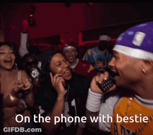 Man On Phone With Bestie Text GIF