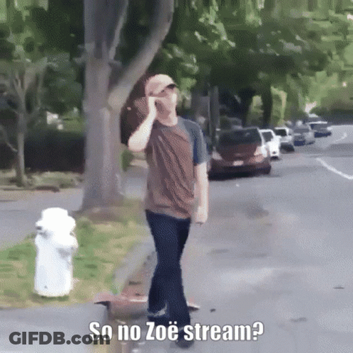 A Man Talking On A Cell Phone With The Words So No Zoe Stream Written Below Him GIF