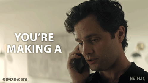 A Man Talking On A Cell Phone With The Words " You 'Re Making A " On The Bottom GIF
