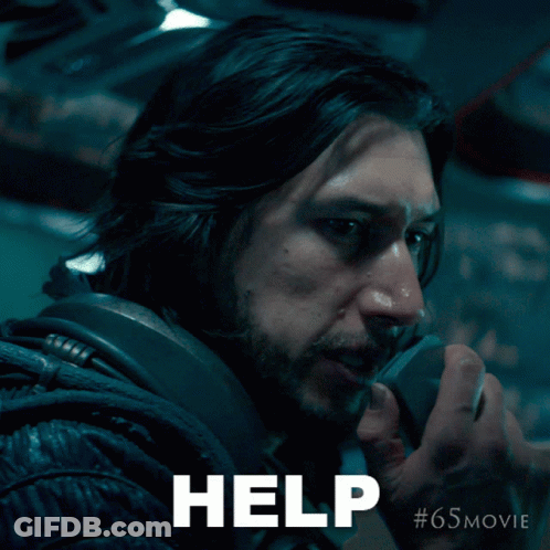 A Man Talking On A Phone With The Word Help On The Bottom Right GIF