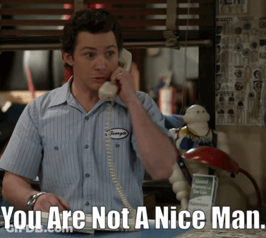 A Man Talking On A Phone With The Words You Are Not A Nice Man GIF