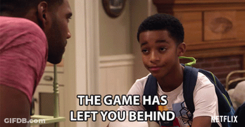 A Man Talking To A Young Boy With The Words The Game Has Left You Behind On The Bottom GIF