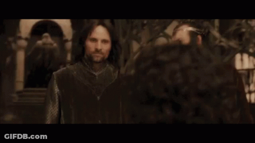 A Man Talking To Another Man With The Words You Have My Sword And Give Me Might You Slacker On The Bottom GIF