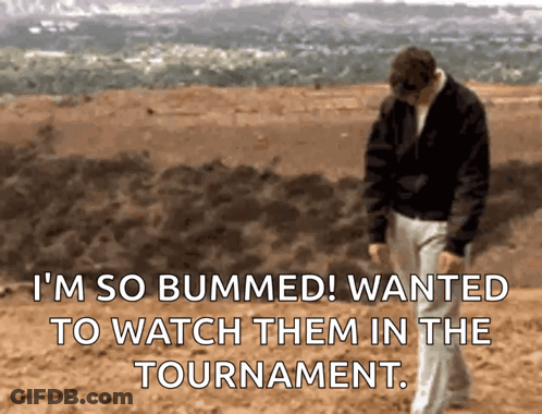 A Man Walking On A Beach With The Words I 'M So Bummed Wanted To Watch Them In The Tournament On The Bottom GIF