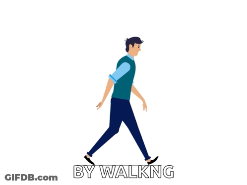 A Man Walking With The Words By Walking Behind Him GIF