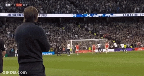 A Man Watches A Soccer Game With A Banner That Says Johannes Purs On It GIF