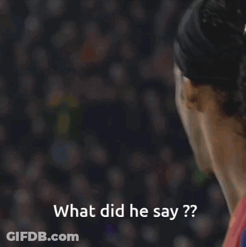 A Man Wearing A Barcelona Jersey Is Asking What Did He Say GIF