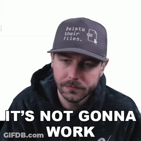 A Man Wearing A Baseball Cap That Says Delete Their Files GIF