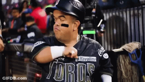 A Man Wearing A Baseball Uniform With The Word Oros On It . GIF