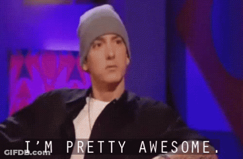 A Man Wearing A Beanie And A Black Jacket Says I 'M Pretty Awesome GIF
