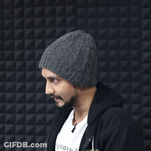 A Man Wearing A Beanie And A Hoodie With The Words For Next 3 Years GIF