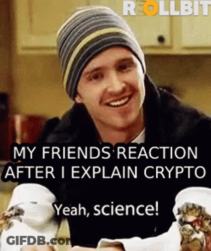 A Man Wearing A Beanie Is Smiling In A Kitchen With A Meme That Says Yeah Science . GIF