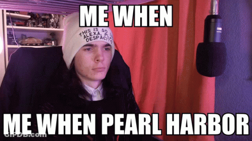 A Man Wearing A Beanie Says Me When Pearl Harbor In Front Of A Microphone GIF