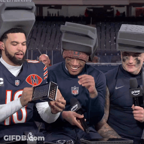 A Man Wearing A Bears Jersey Holds A Grater GIF
