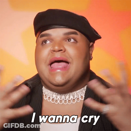 A Man Wearing A Beret And A Choker Is Saying I Wanna Cry GIF