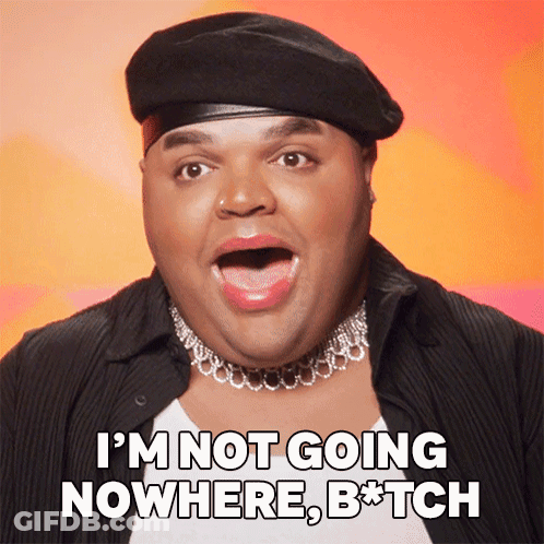 A Man Wearing A Beret And A Choker Says I 'M Not Going Nowhere B * Tch GIF