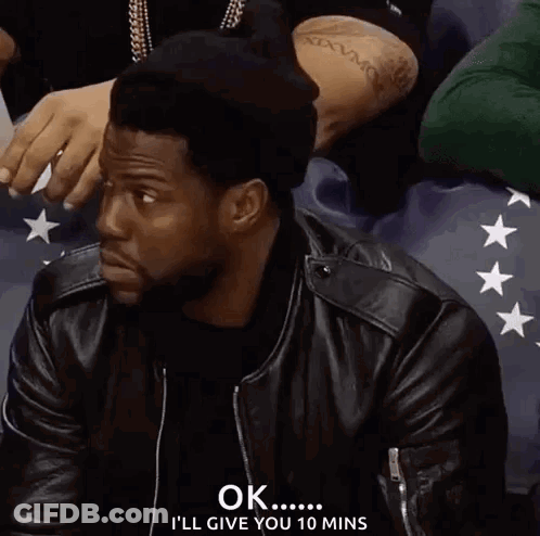 A Man Wearing A Black Hat And A Black Leather Jacket Says Ok I 'Ll Give You 10 Mins GIF