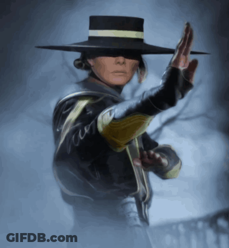 A Man Wearing A Black Hat With A Yellow Stripe On The Bottom GIF