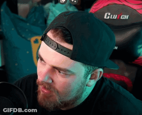 A Man Wearing A Black Hat With The Word Clutch On The Back GIF