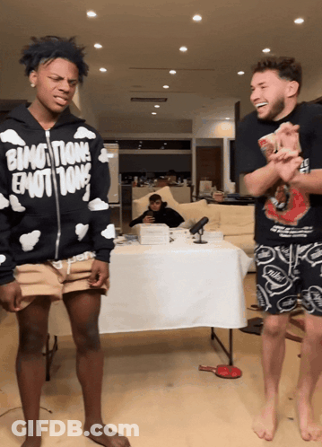 A Man Wearing A Black Hoodie That Says Emotions On It GIF