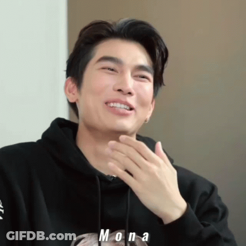 A Man Wearing A Black Hoodie With The Word Mona On The Bottom GIF