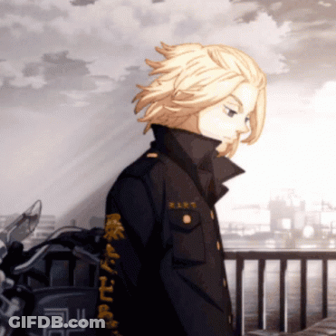 A Man Wearing A Black Jacket With The Letter R On His Sleeve GIF