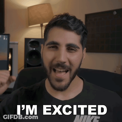 A Man Wearing A Black Nike Shirt Is Excited GIF