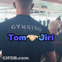 A Man Wearing A Black Shirt That Says Gymking GIF