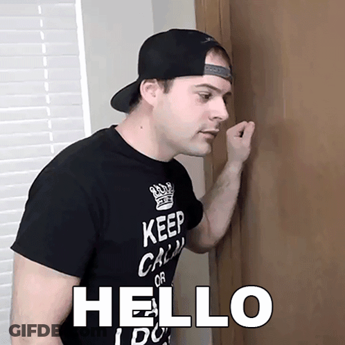 A Man Wearing A Black Shirt That Says Keep Calm GIF
