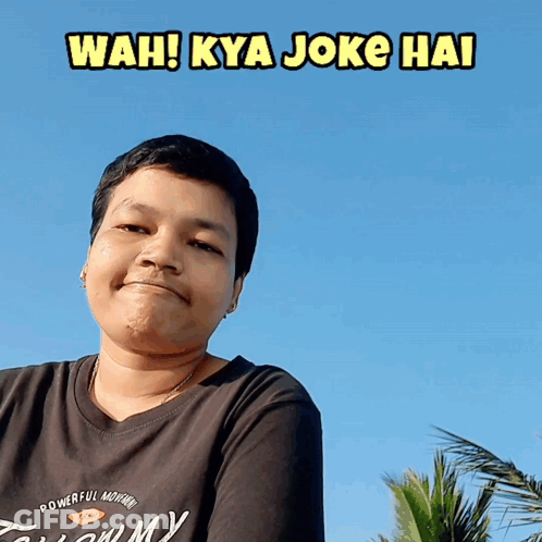 A Man Wearing A Black Shirt With The Words Wah Kya Joke Hai GIF